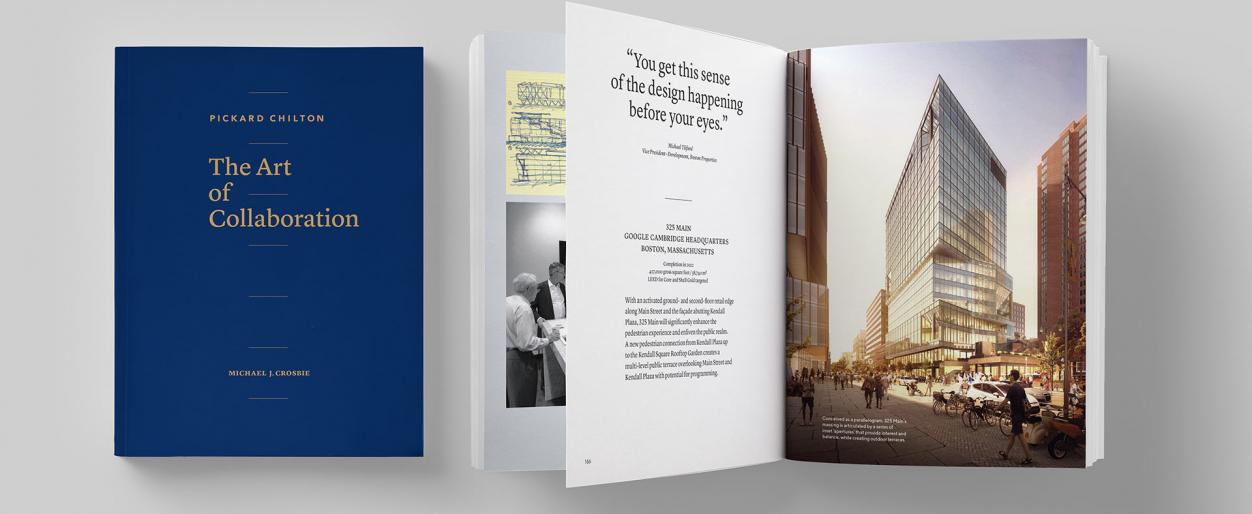 Views of Pickard Chilton's new monograph, The Art of Collaboration