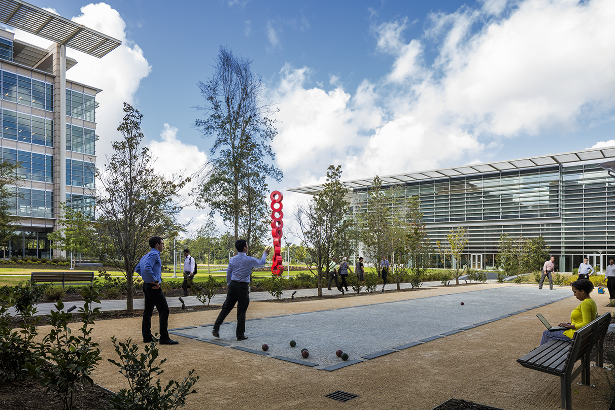 playing bocce at the ExxonMobil Wellness Center