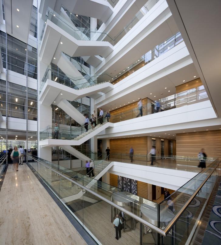 inside stairway showing multiple floor walkways ExxonMobil Office Complex
