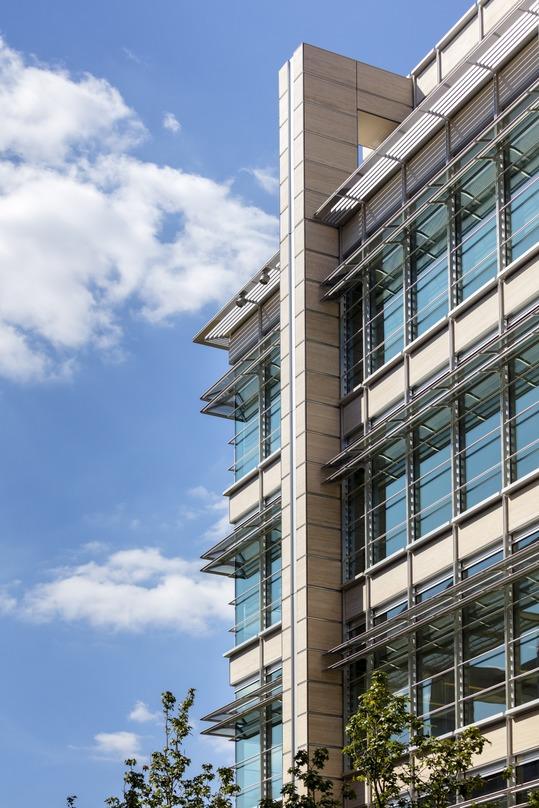 a close-up building side view ExxonMobil Office Complex