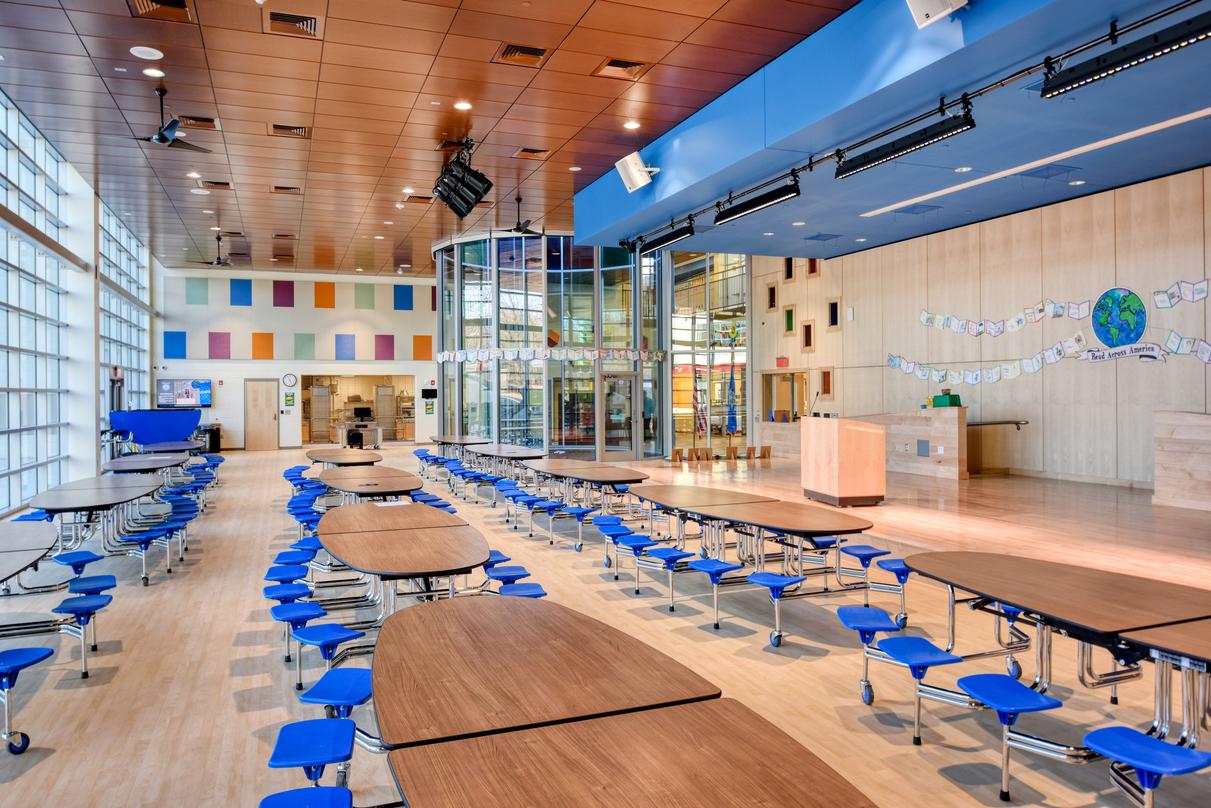 Cafeteria at the Barack H. Obama Magnet University school in New Haven, Connecticut.