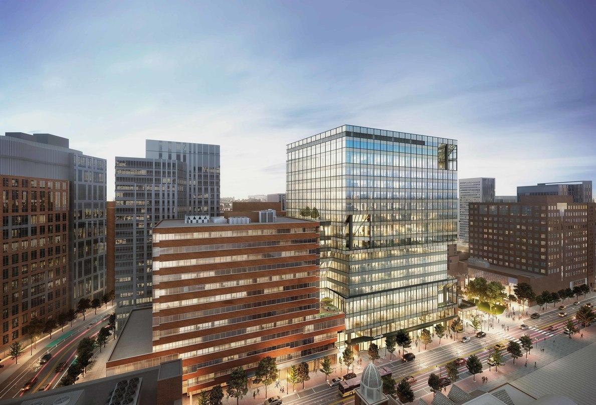 325 Main’s massing is conceived as a parallelogram, opening the space between the adjacent buildings and public areas.