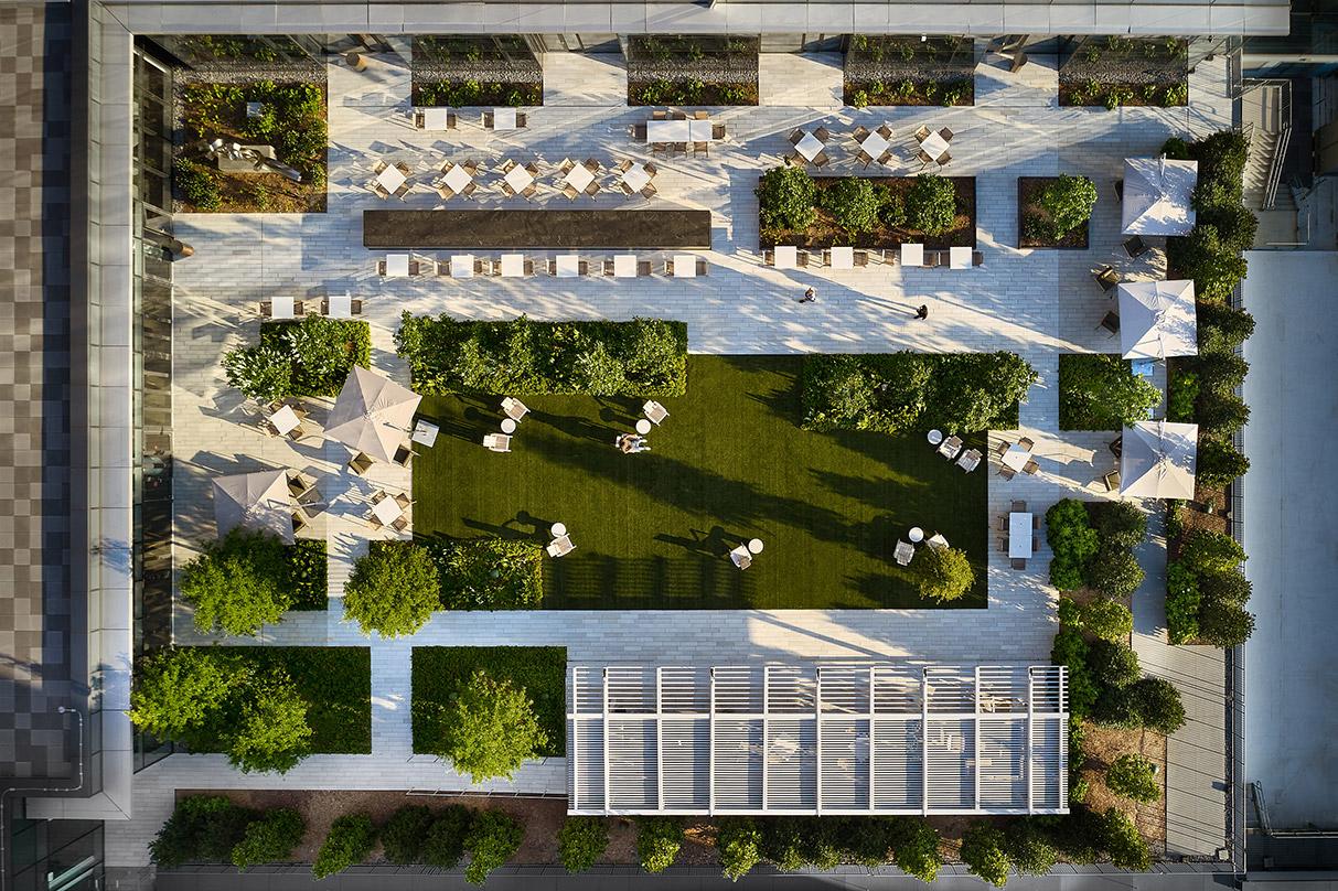 An arial view of the Norfolk Southern's courtyard