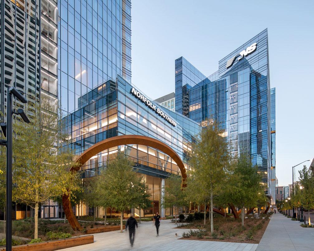 Courtyard view of Norfolk Southern’s new high performance corporate headquarters