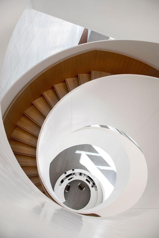 A spiral staircase a the Norfolk Shouthern headquarters