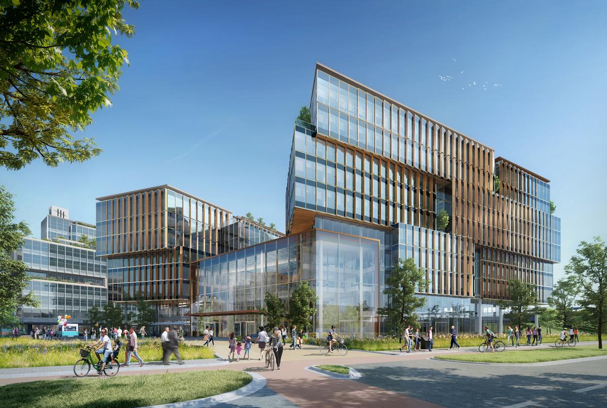 Design proposal for 35,000m2 next generation workplace in Amsterdam that incorporates an innovative three volume design.