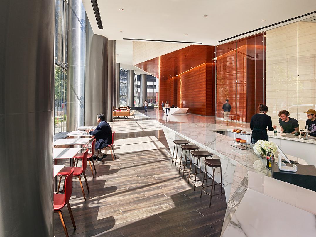 Cafeteria inside the 609 Main, Class-A next generation office tower in Houston, Texas