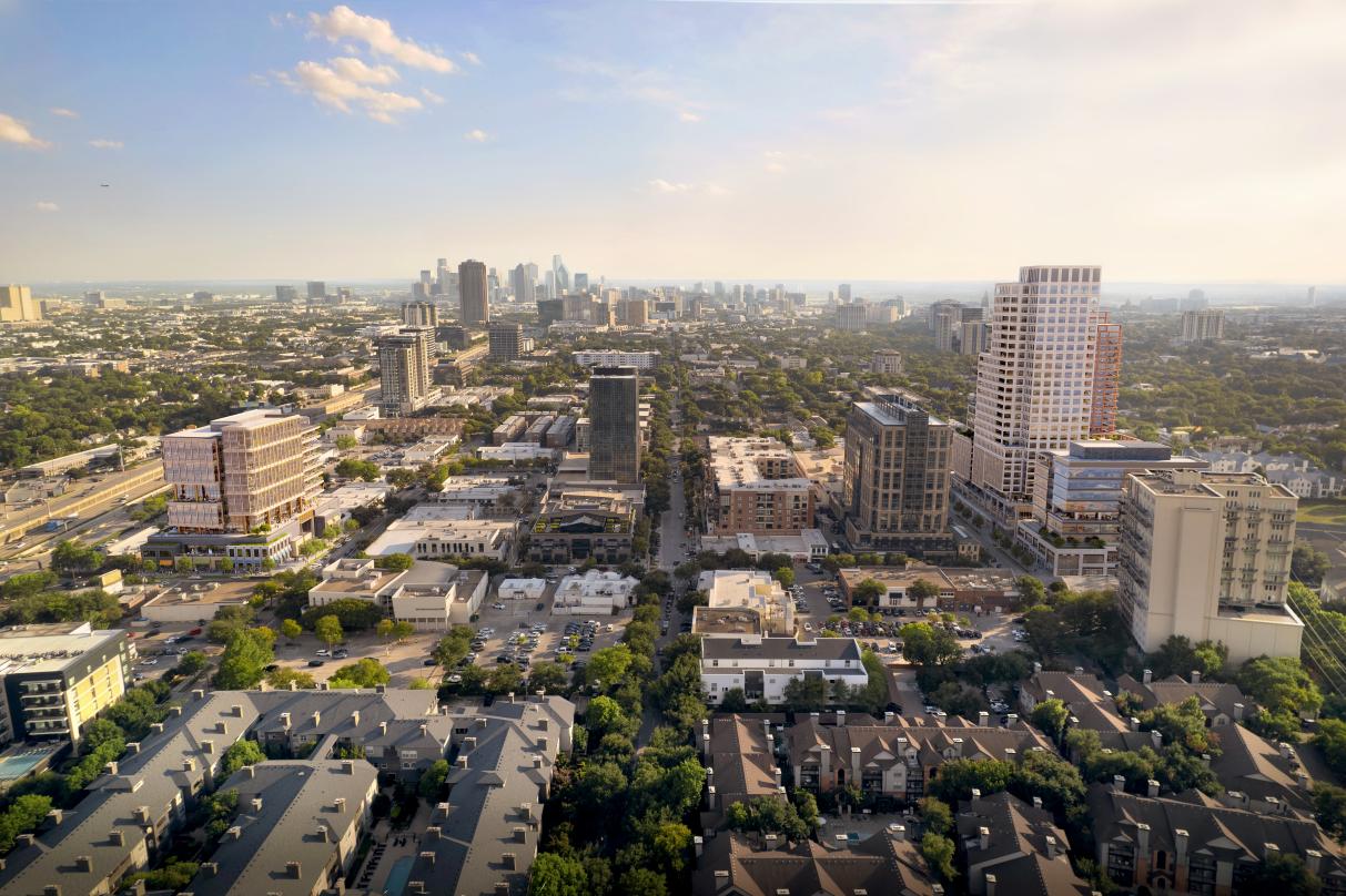 Aerial shot from the terrace of Knox & McKinney in Dallas TX