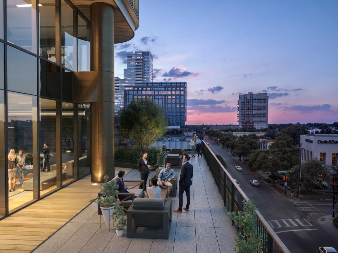 Terrace rendering from the building of Knox & McKinney in Dallas TX