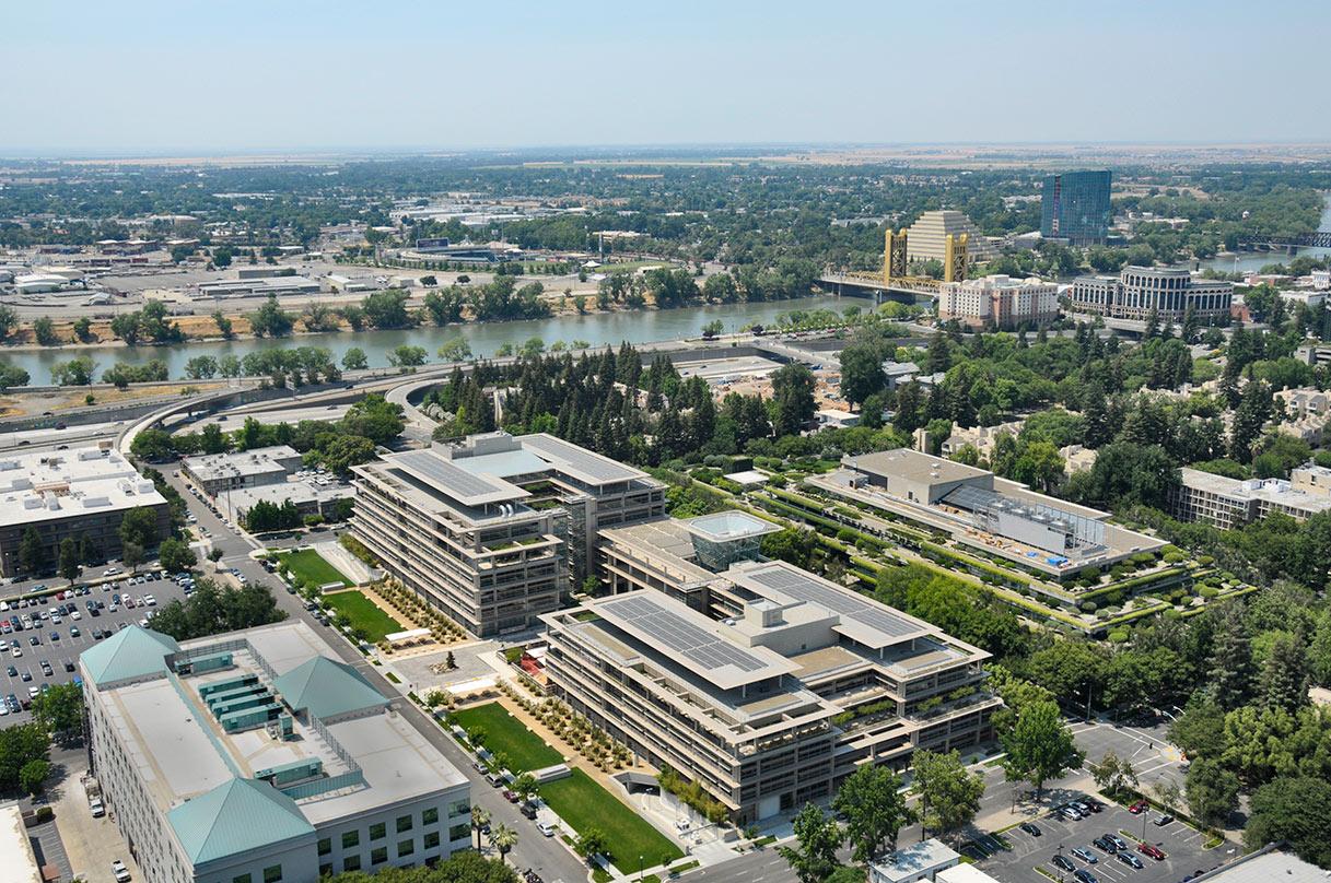 an arial view of the CalPERS Headquarters Complex