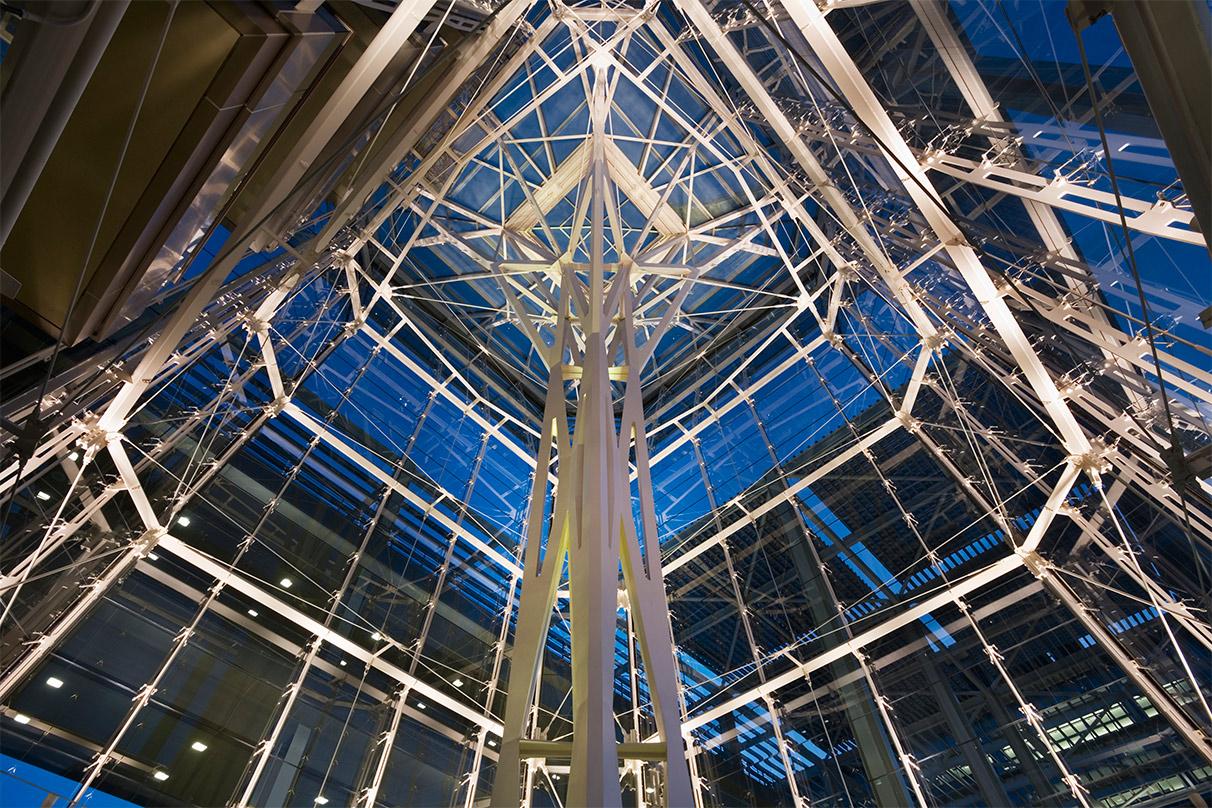 Looking up from inside the CalPERS Headquarters Complex