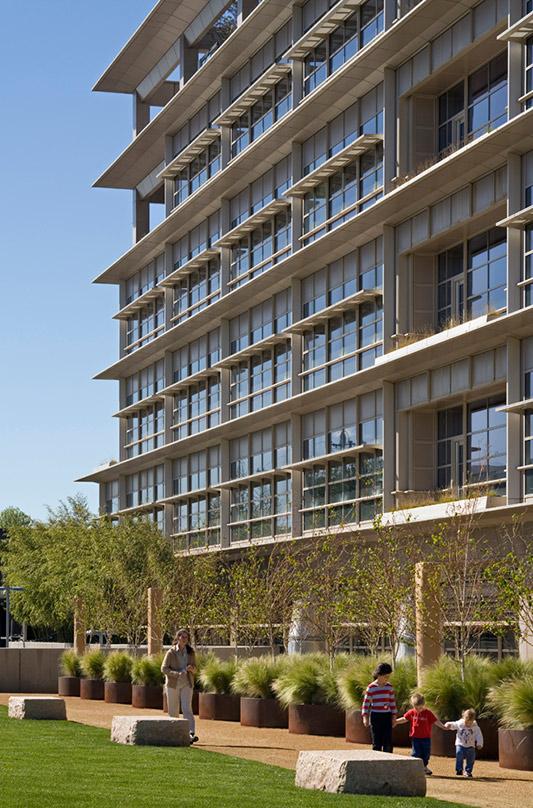 A side view showing windows CalPERS Headquarters Complex