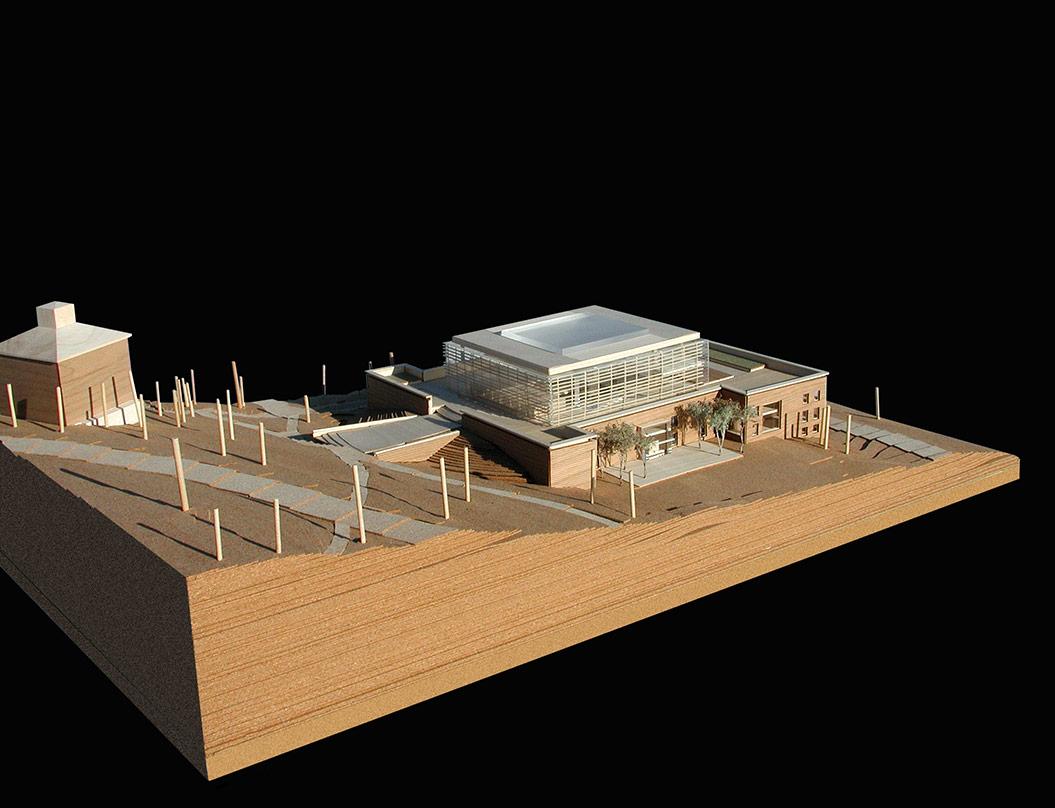 an architect's model of the Case Library, Colgate University building and grounds