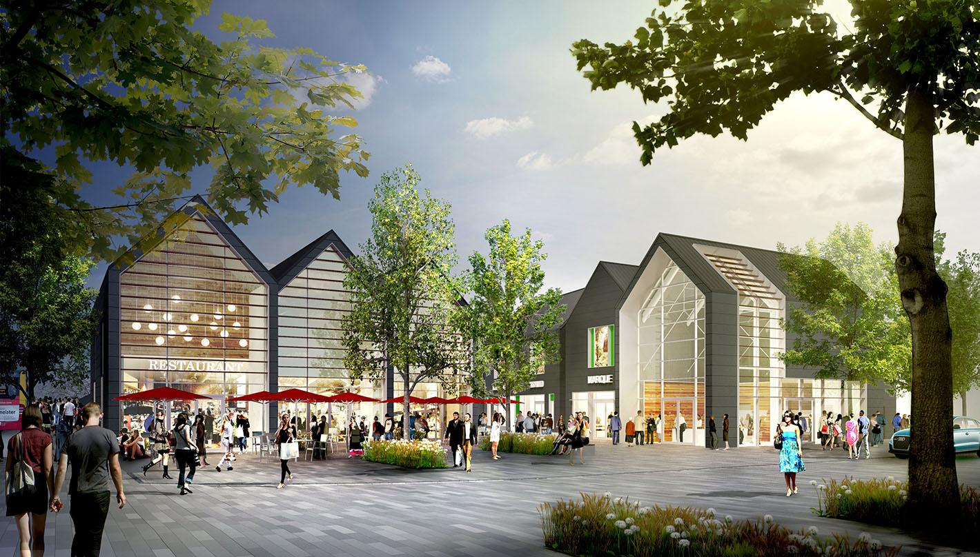 Design proposal for Remscheid Designer Outlet Centre in Germany with diverse and intimate streetscapes inspired by the town. 