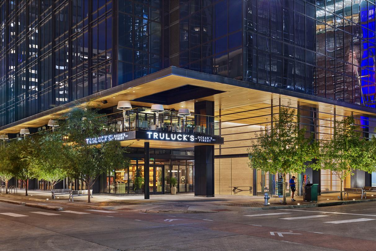 Street view of the front entrance of 300 Colorado, located in Austin, Texas