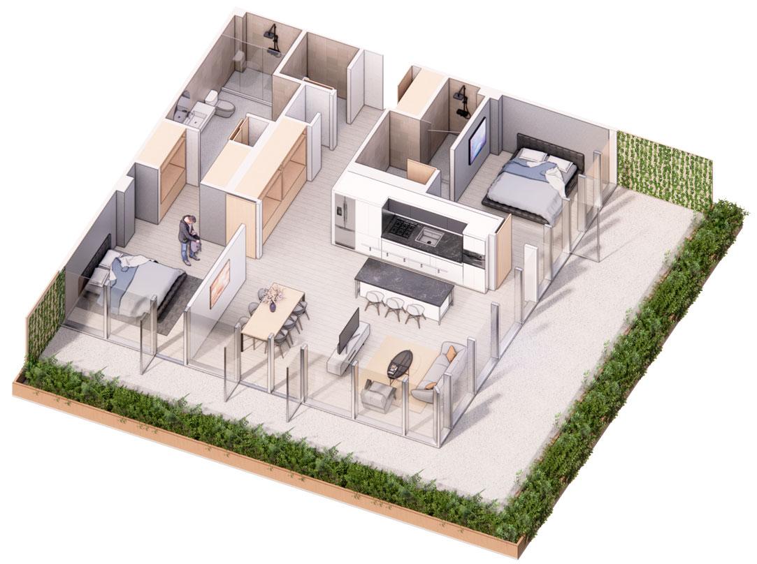 Typical 2 bedroom layout for 1633 Broadway proposal