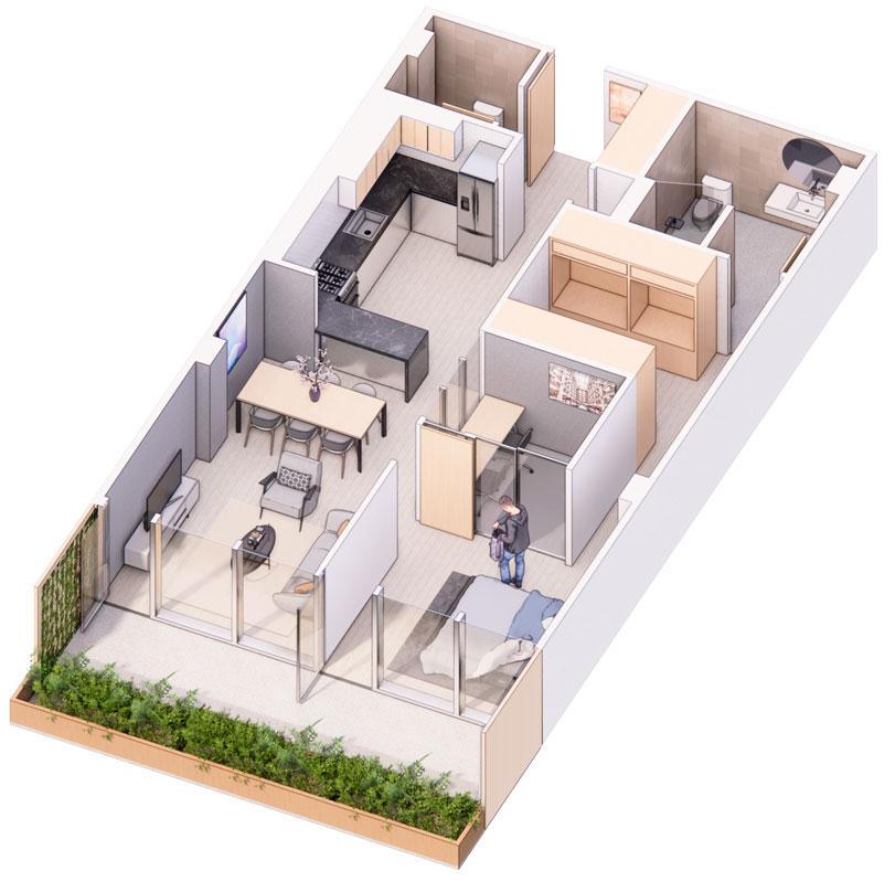 Typical 1 bedroom layout for 1633 Broadway proposal