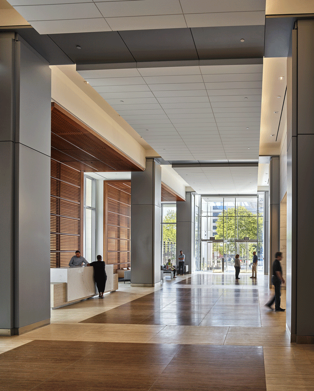 A lobby view of the Avocet Towers