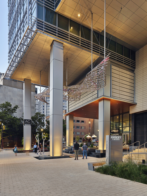 A street view of the Avocet Tower entrance