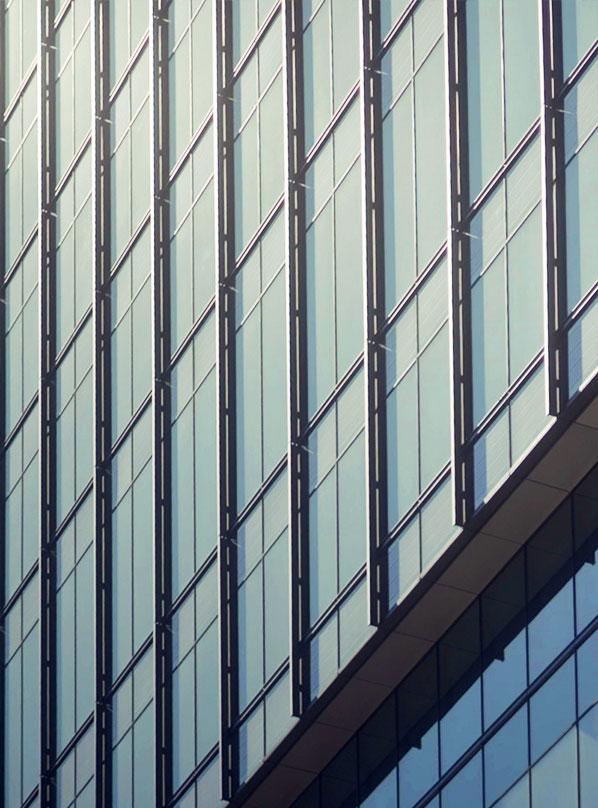 A glass façade, comprising spandrel, frit and vision glass and metal panels, will articulate the building.