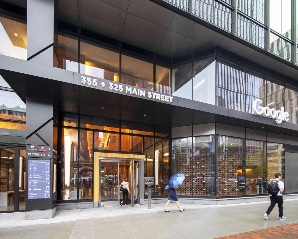 Main entrance view of Google Cambridge corporate headquarters