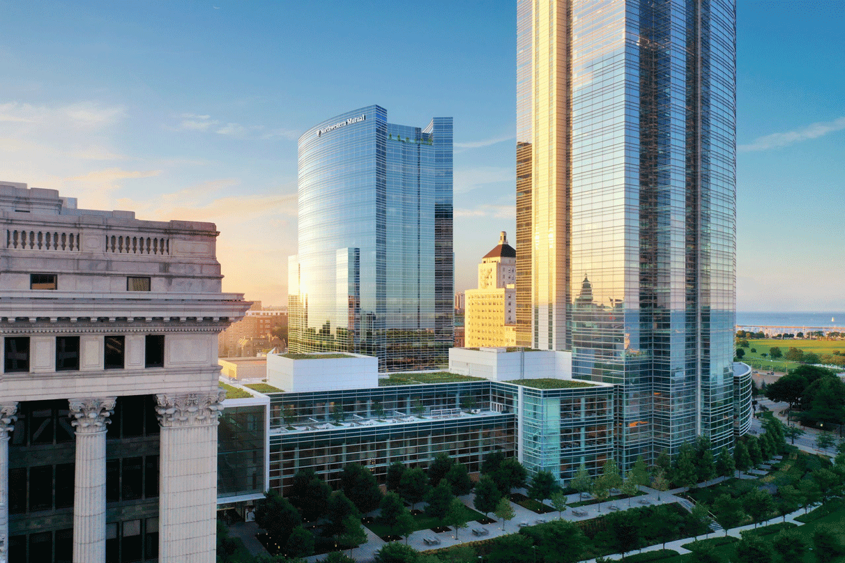 Proposed Northwestern Mutual North Office Building seemlessly integrates with Northwestern Mutual's Tower and Commons