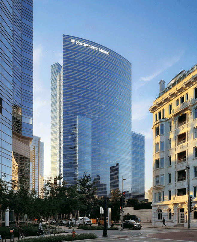 Tower view of proposed repositioned Northwestern Mutual North Office Building