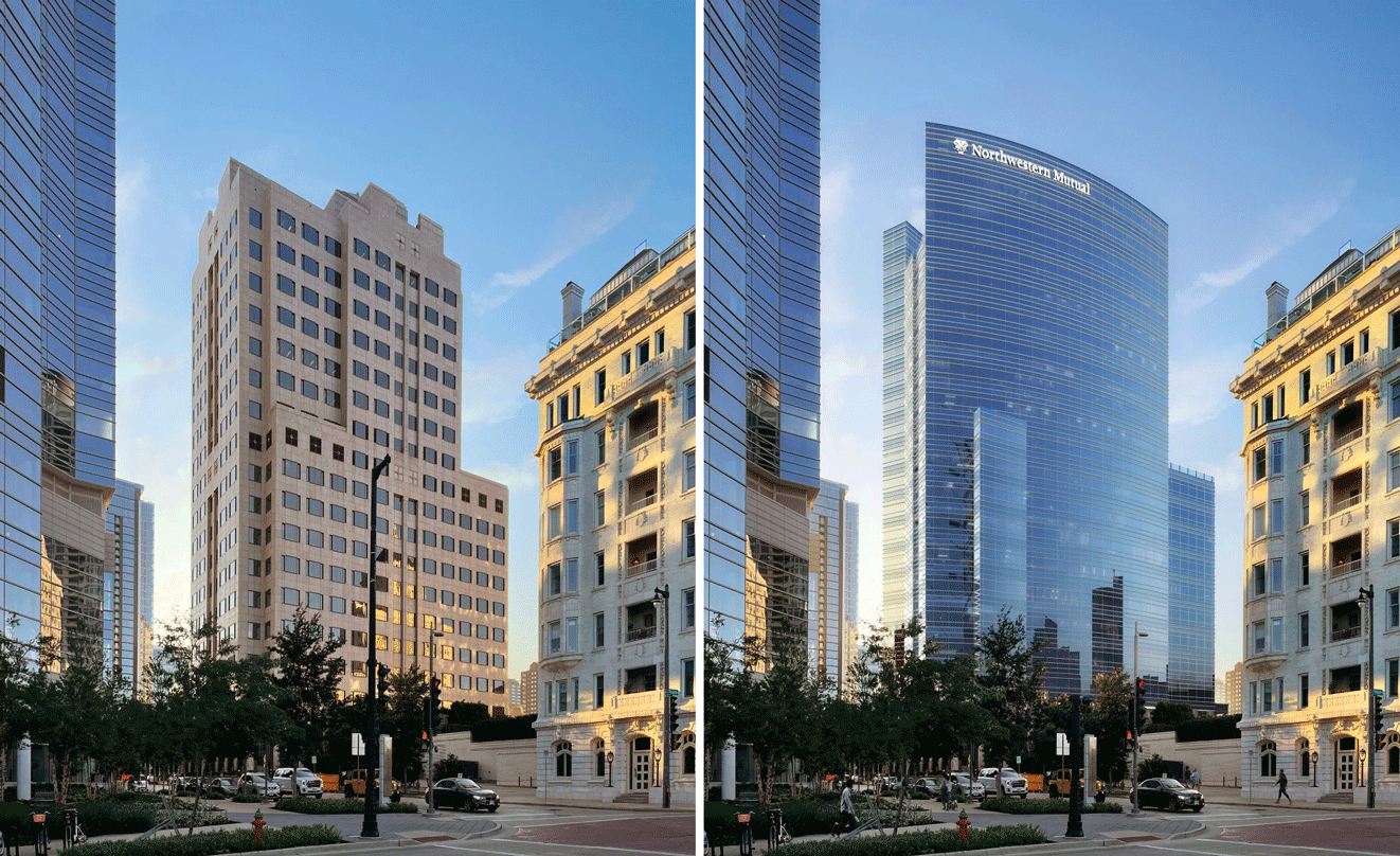 Comparison between existing Northwestern Mutual North Office Building and repositioned proposal