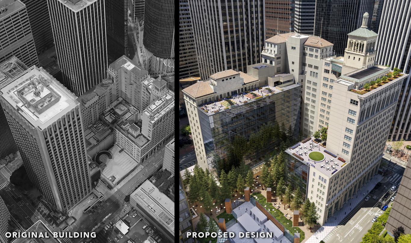 Current and proposed design for the PG&E block redevelopment