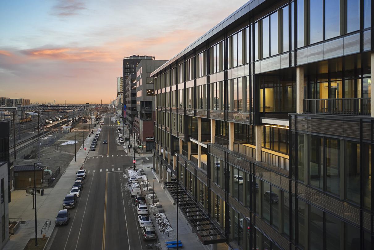 T3 Rino - Denver's mass timber office building with exposed timber terrace