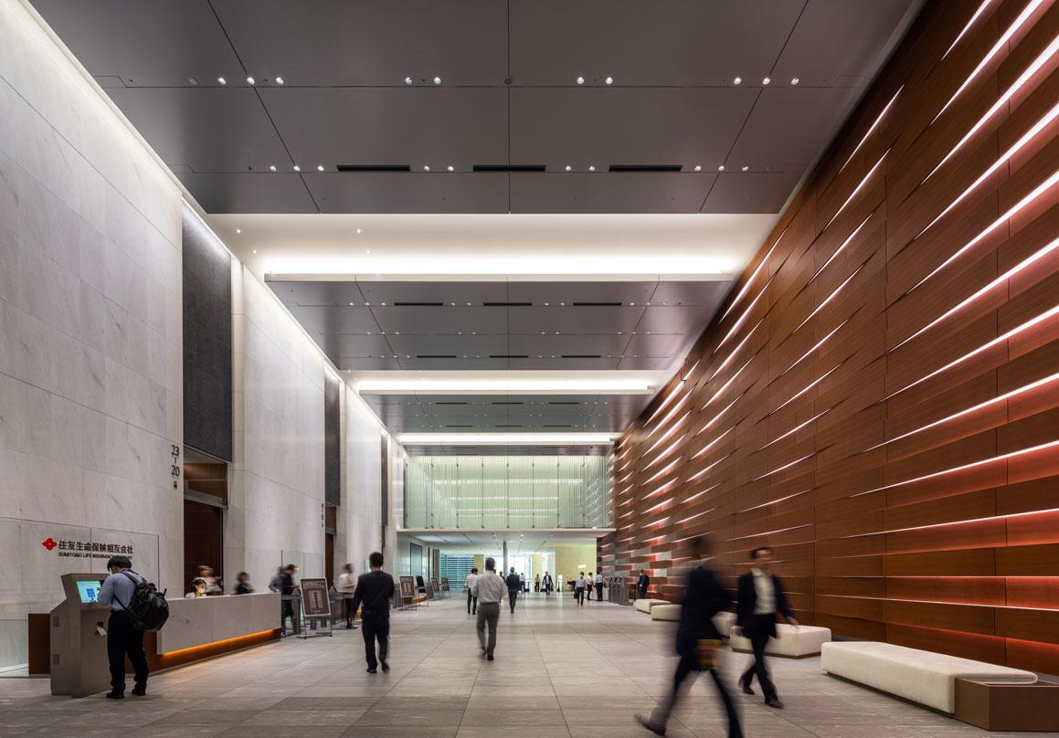 Lobby of Tokyo Midtown Yaesu with feature wall