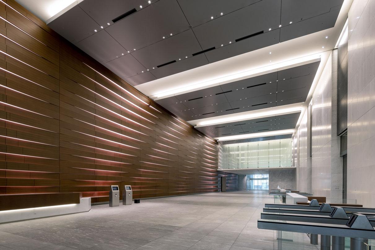 Lobby of Tokyo Midtown Yaesu with feature wall