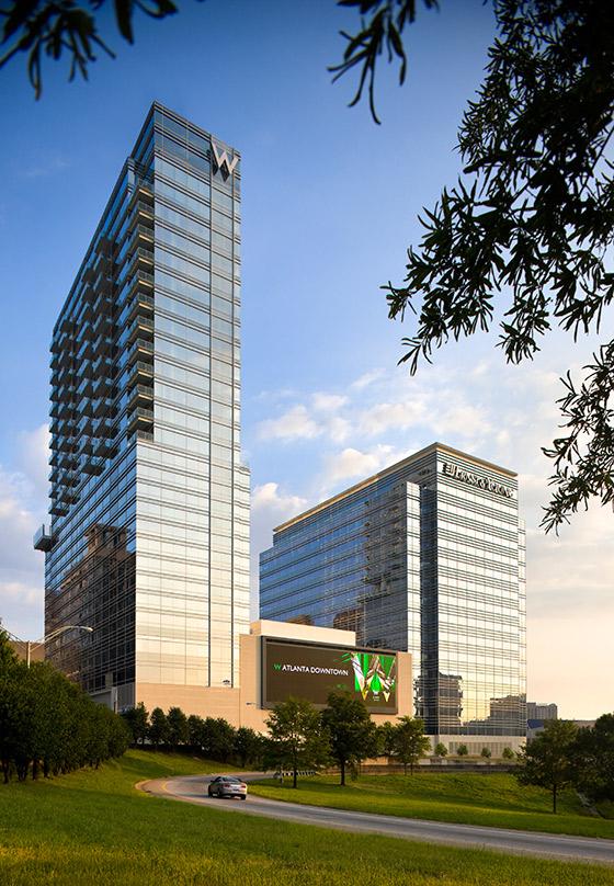 A view W Atlanta-Downtown and The Residences a mixed use building. 