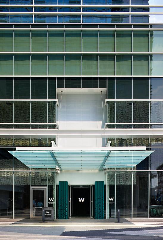 an entrace with glass awning W Atlanta-Downtown and The Residences