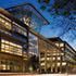 An exterior view at dusk of the CalPERS Headquarters Complex