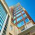 looking up exterior view of headquarters for the United States Environmental Protection Agency with carefully-crafted brick and cast stone.