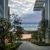 Pedestrian level of the central atrium at the ExxonMobil Energy Center with adequate greenery.