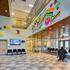 Colorfully designed interiors of the Barack H. Obama Magnet University school in New Haven, Connecticut.