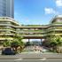 Central atrium connecting two decks with adequate greenery in the design proposal for Takanawa Gateway City project.