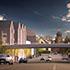 bridge over road at dusk Design proposal for Remscheid Designer Outlet Centre in Germany 