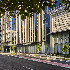 Street view of public realm experience at the Avocet Tower