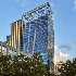 Exterior view of the Avocet Tower, a transit-oriented development project designed with an enhanced shading system.