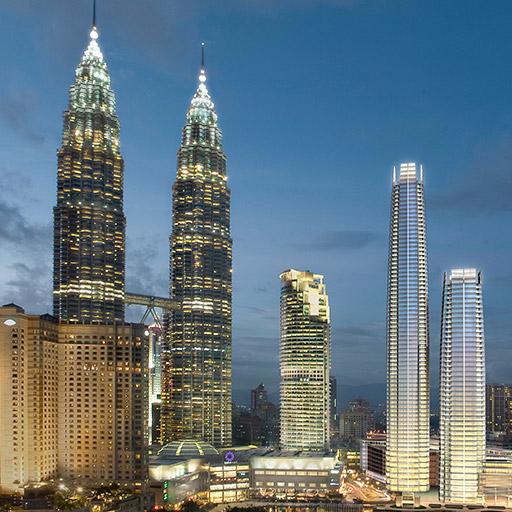 The high-performance low-E glass curtain walls of Four Seasons place, located in Kuala Lumpur Malaysia.