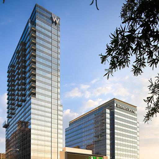 The W Atlanta-Downtown and The Residences building with 236 hotel rooms and 83 residences, located in Atlanta, Georgia.