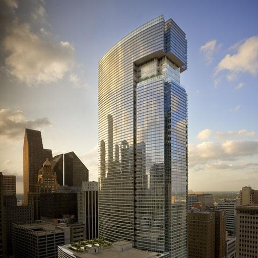 The exterior view of BG Group Place located in Houston, Texas.