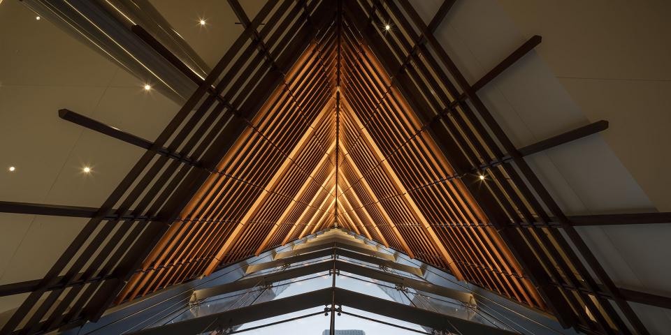 Natural Wood Screen at 609 Main in Houston, Texas