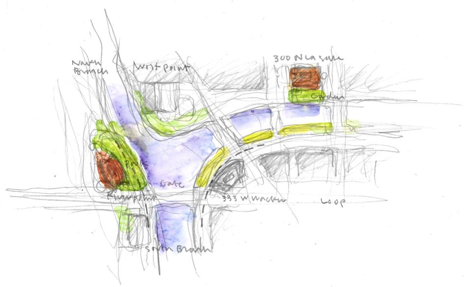 Master plan diagram of River Point and 300 North LaSalle in Chicago