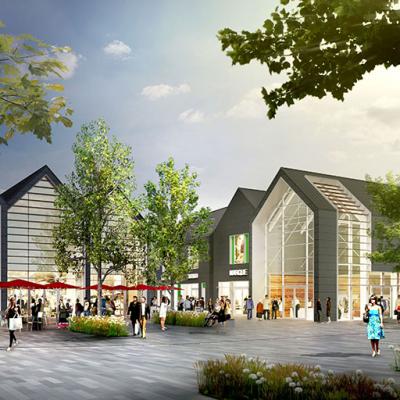 Design proposal for Remscheid Designer Outlet Centre in Germany with diverse and intimate streetscapes inspired by the town. 